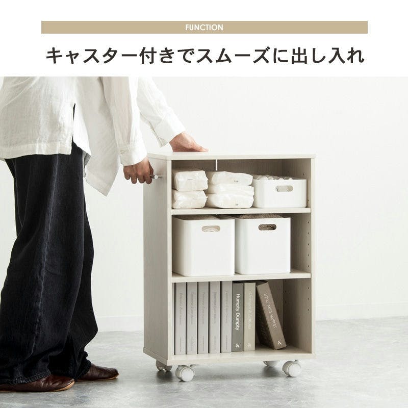 押入れ収納ラック （幅19cm 奥行45cm）キャスター付き 可動棚 押し入れ