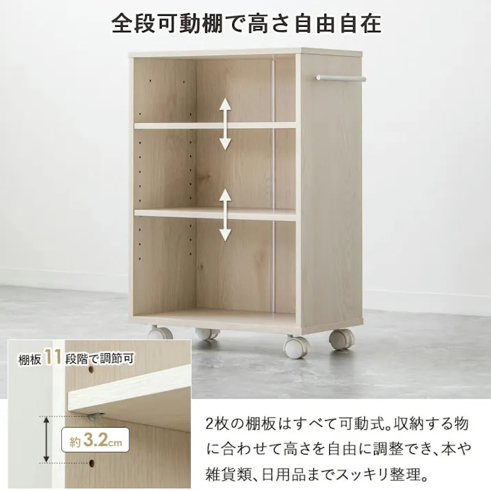 押入れ収納ラック 奥行45cm 【Sサイズ】(幅19cm) キャスター付き 可動棚 押し入れ・クローゼット 整理 収納 万能 多機能収納 取っ手付き 日用品 消耗品 ストック IW-24/ お客様組立 【送料込み】 #4943733872437