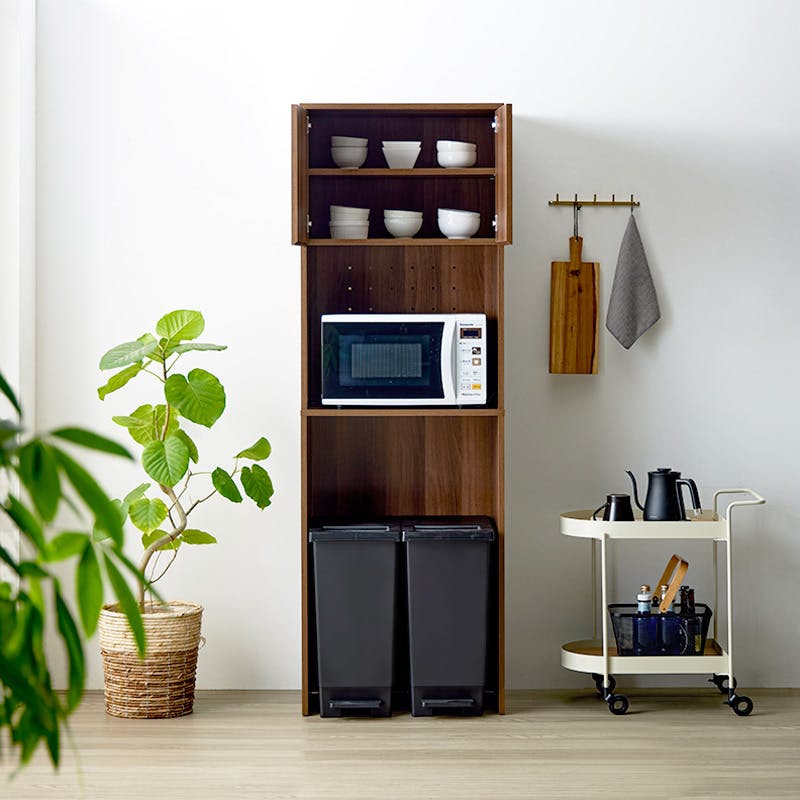 ゴミ箱上ラック ハイタイプ IW-312／カラー：ブラウン／ お客様組立