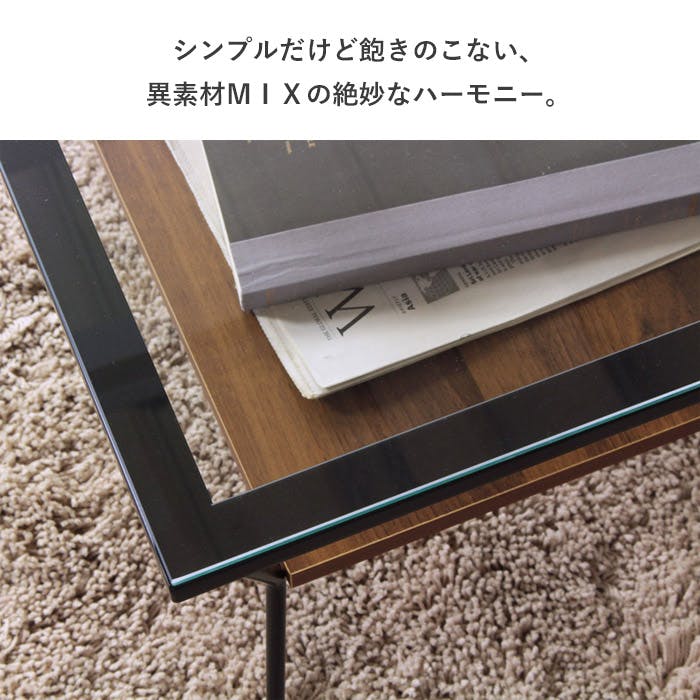 ガラステーブル 幅80 IW-317／カラー：ブラウン／ お客様組立 【送料