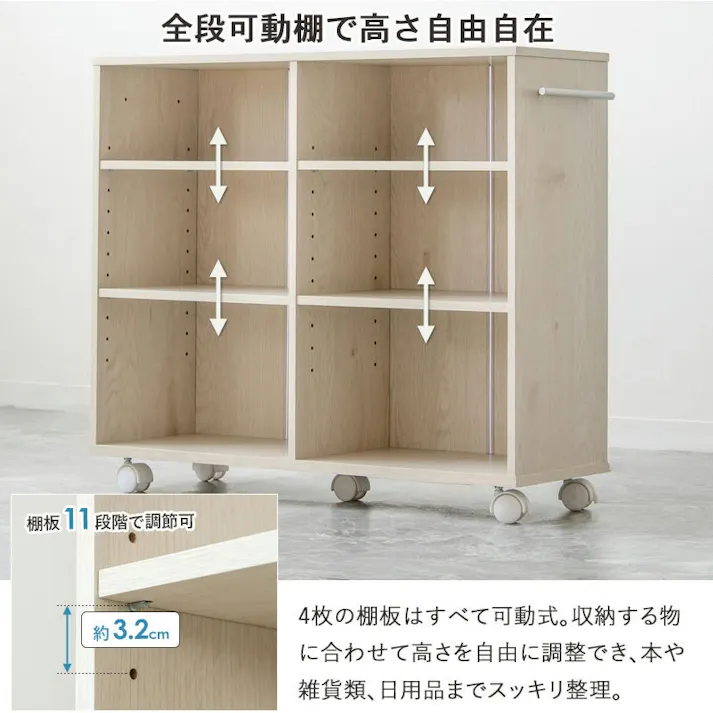 押入れ収納ラック 奥行75cm 【Mサイズ】(幅25cm)キャスター付き 可動棚 押し入れ・クローゼット 整理 収納 万能 多機能収納 取っ手付き 日用品 消耗品 ストック IW-29/ お客様組立 【送料込み】 #4943733872475