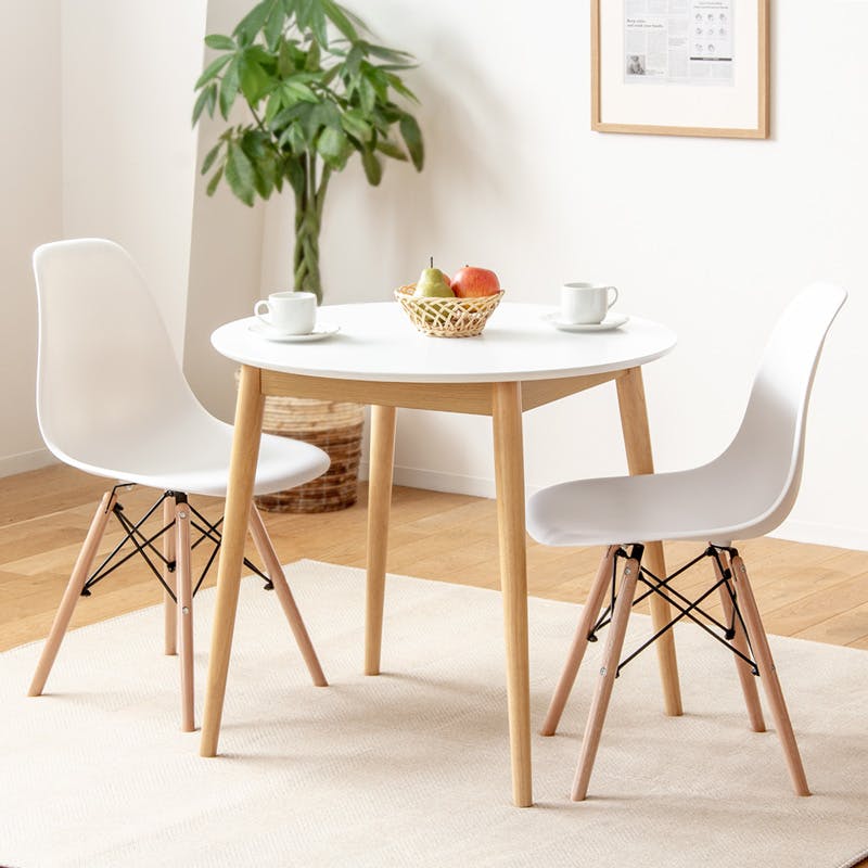 円形ダイニングテーブル／カラー：ホワイト／ お客様組立 【送料込み