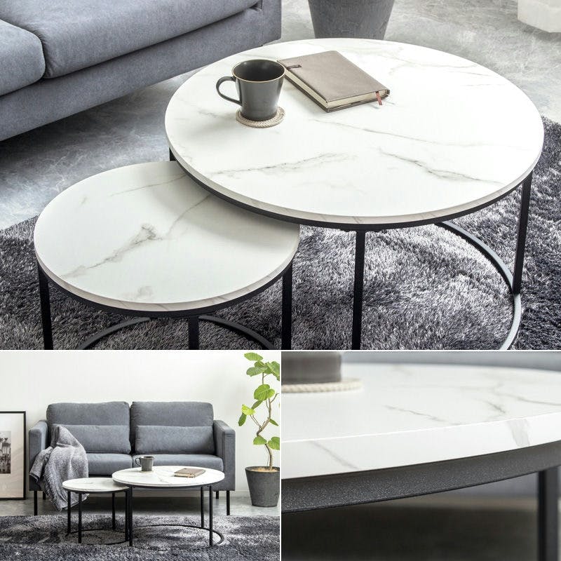 ネストテーブル 円形 2点セット 直径72cm&45cm IW-6012／カラー