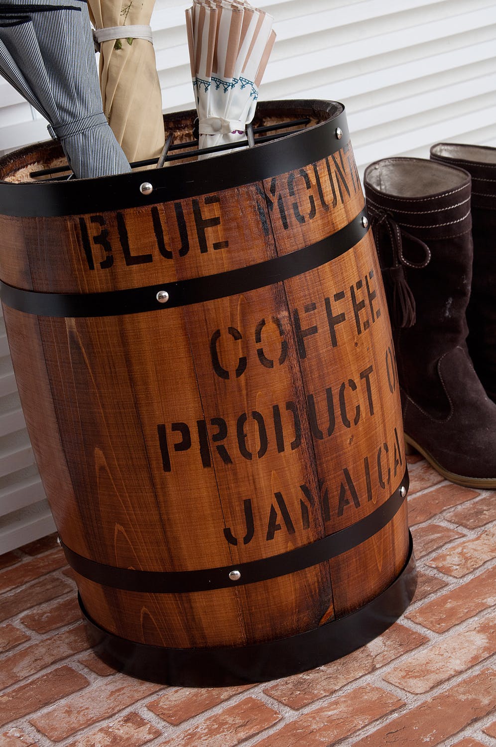 木樽 プランター ウッド 木製 傘立てタイプ 小物入れ インテリア おしゃれ かわいい 雑貨 ひのき 桧 檜 収納ボックス カントリー バレル ディスプレイ 什器 店舗什器 店舗用什器 収納box コーヒー樽 ブラウン