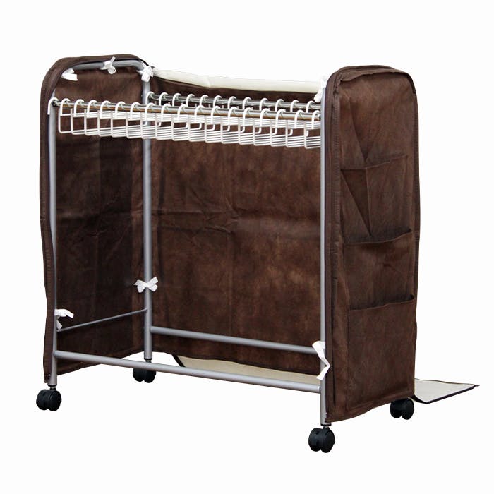 【初春セール価格 5,640円！】 スラックスハンガー 18本掛け ストール収納 ハンガーラック キャスター 押入れ収納 クローゼット ホコリ防止 便利グッズ オシャレ カバー付