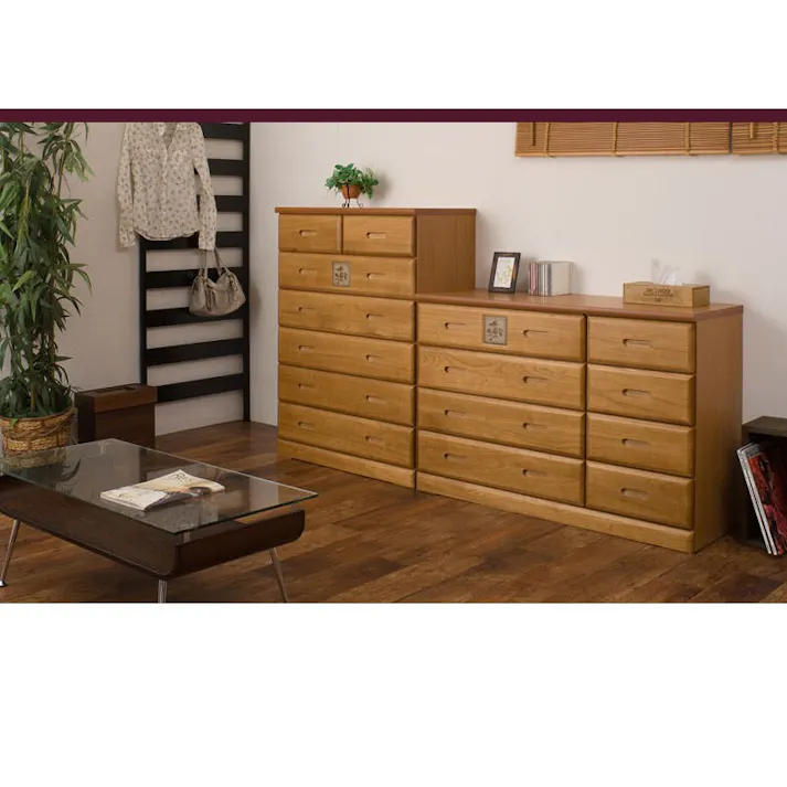 【SILKY】天然木タイル付き桐チェスト 収納タンス スライドレール付き 幅80cm 大川家具 完成品 桐材 日本製 国産 タンス 衣類収納 木製 大容量 整理たんす チェスト クローゼット アンティーク おしゃれ