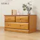 【MERCI】天然木でやさしい曲線加工の桐ベンチチェスト ライトブラウン 幅80 3杯 大引出しのみスライドレール付き 仕切り板付き 日本製 国産 収納 たんす 箪笥 アンティーク 衣類収納 新生活 一人暮らし