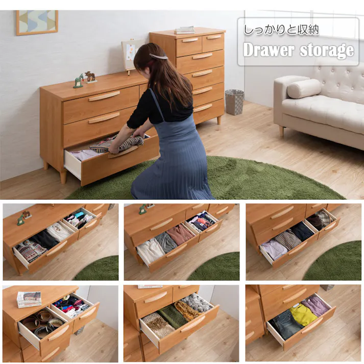 【Rivera】シリーズ 幅110 日本製 完成品 ナチュラル 木製 ローチェスト 北欧 リビング収納 チェスト 引き出し おしゃれ 家具 チェスト 国産 リビング おしゃれ 収納 収納ケース モダン 茶色 ベージュ 引出 在宅 テレワーク 新生活