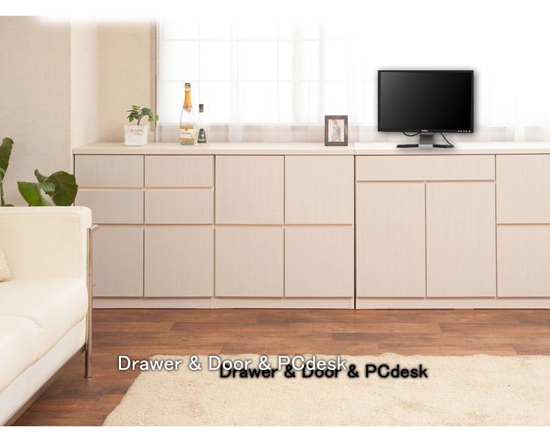 SQUARE】シリーズ スクエアキャビネット幅104ロー 扉タイプ ホワイト