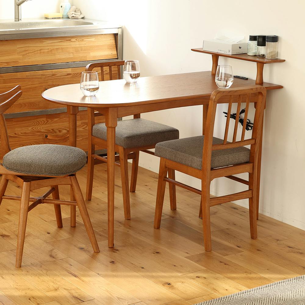 オーク材の木目が美しいハーフラウンドテーブル | テーブル・机 通販