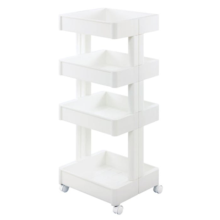 スマートワゴンFit 4段 キッチン ワゴン ホワイト 広々開口部