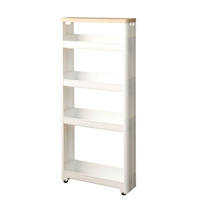 ワゴン キャスター付き 隙間ワゴンWT 4段 キッチン 脱衣場 すきま収納 スリムワゴン 薄型収納 ラック 隙間収納 ワゴン キャスター 天板付き