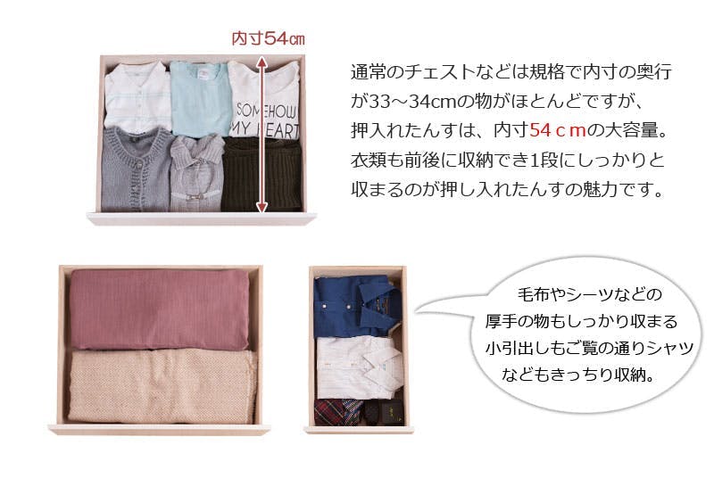 押入れ 幅75 奥行65 3段 日本製 国産 完成品 タンス 木製 タンス 整理