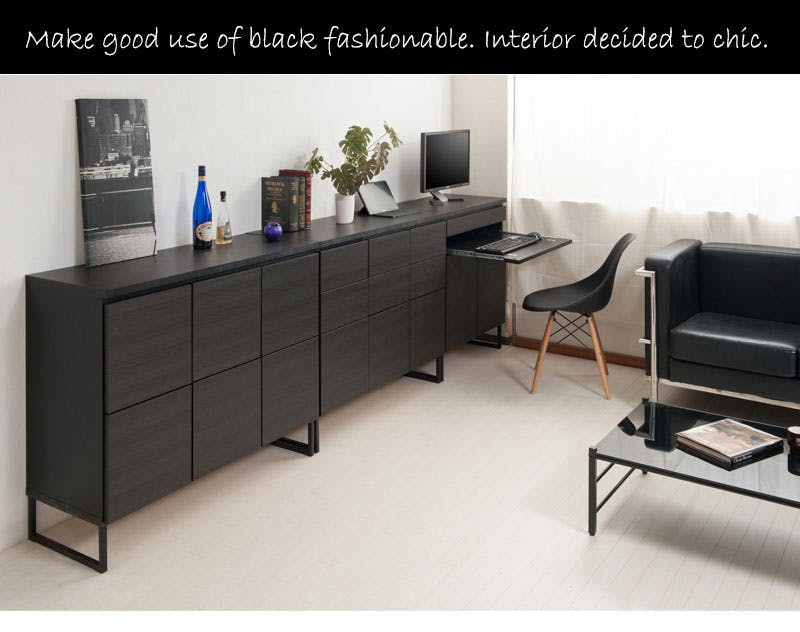 BK-club】スタイリッシュブラック スクエアキャビネット 引出しタイプ