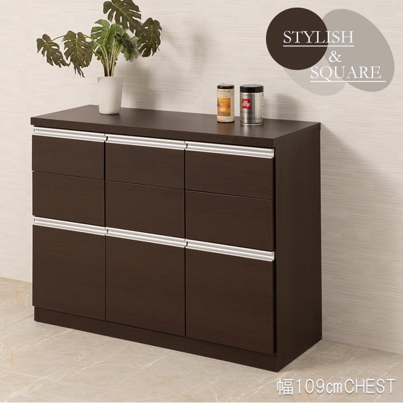 JUCEE】シリーズ スクエアキャビネット幅109cm 引出しタイプ ホワイト