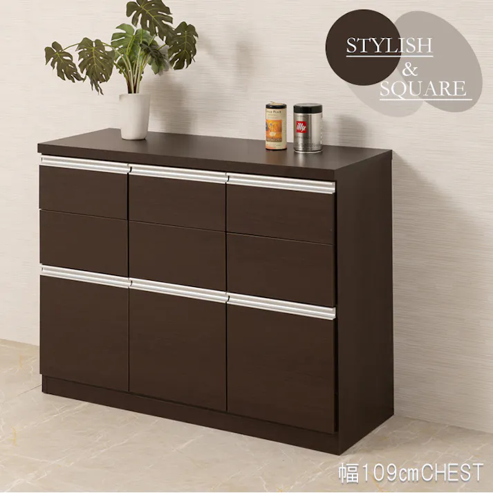 【JUCEE】シリーズ スクエアキャビネット幅109cm 引出しタイプ ホワイト ブラウン モダン 家具 インテリア キャビネット おしゃれ 完成品 リビング収納 引き出し チェスト ナチュラル 木製 白 キッチン収納 リビングボード テレビボード 日本製