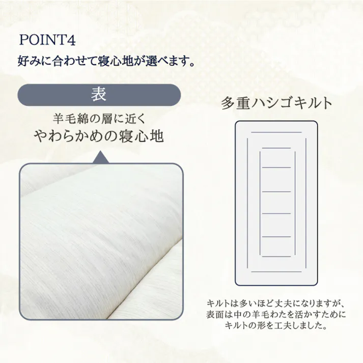 至福の眠り 4層構造羊毛敷きふとん シングル