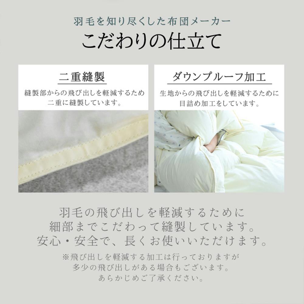 フランス産ホワイトダックダウン85％ 羽毛ふとん シングル ブルー