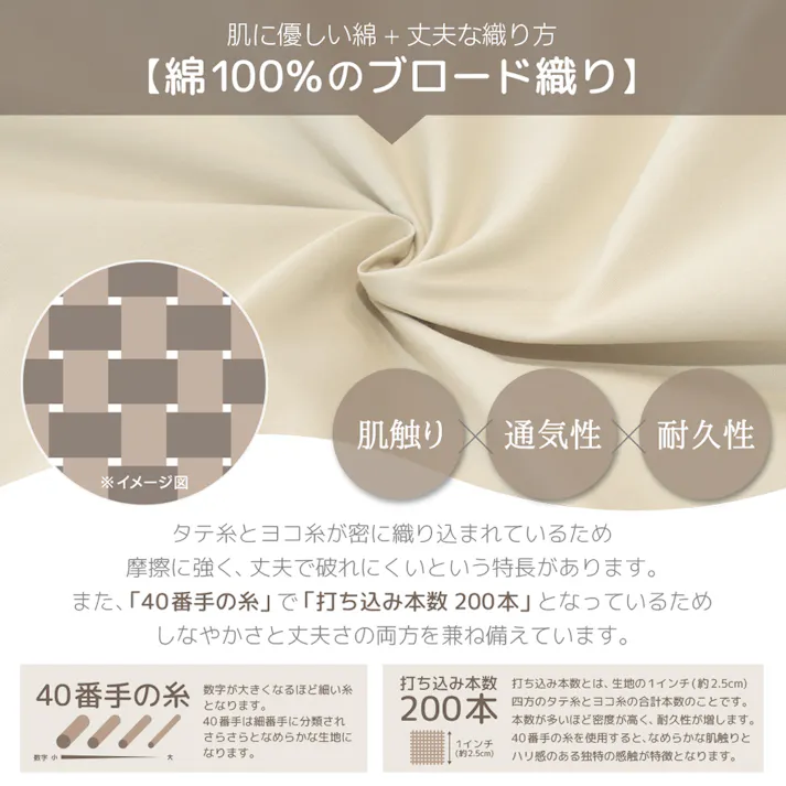 coton.綿100% 日本製 ボックスシーツ セミダブル サンド