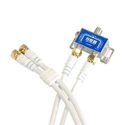 アンテナ2分配器 全端子電流通過型 ケーブル2本付き(S-4C-FB) 1m