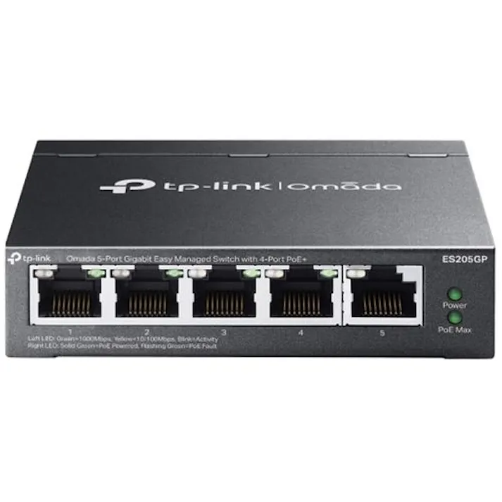 Omada ギガビットポートx5 イージーマネージドスイッチ(PoE+ポートx4搭載)