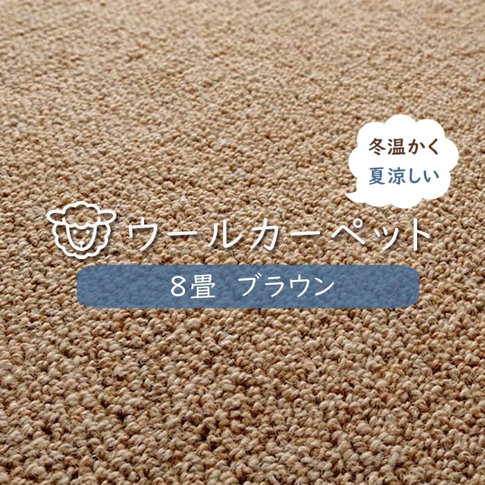 防炎 ウール100％ ラグ カーペット bt9000n (H) 江戸間 8畳 八畳 8帖 約352×352cm ブラウン インテリアショップゆうあい