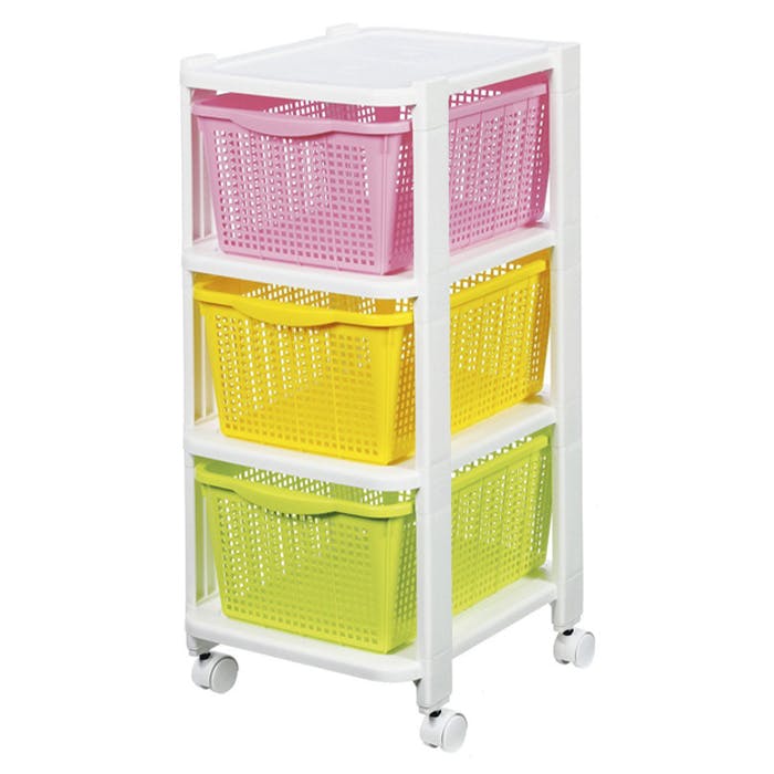 ワゴン ランドリー サニタリー 脱衣所 リビング クローゼット 押入 押入れ 収納 キャスター付き 棚 組み立て式 バスケット棚