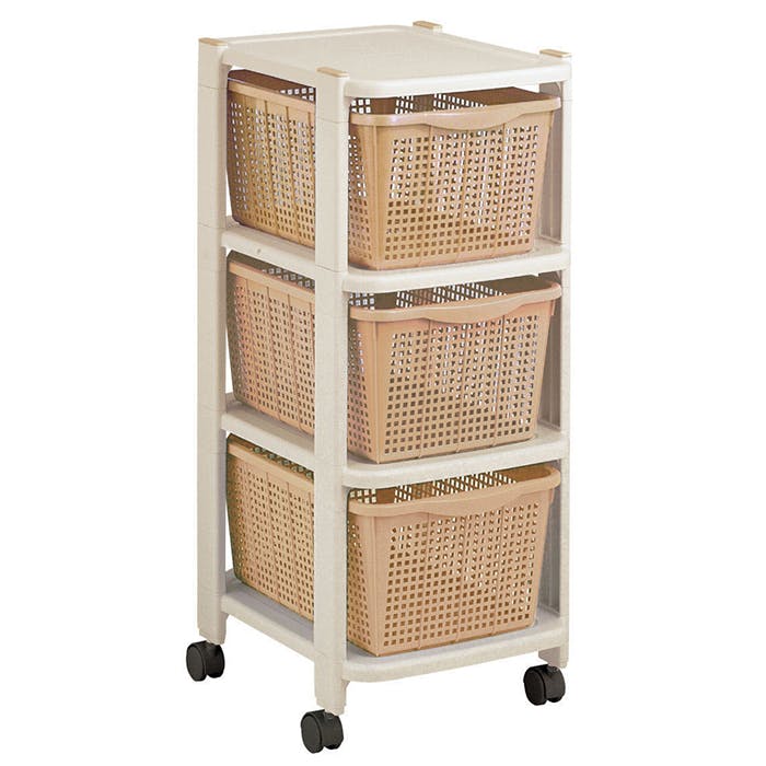 ワゴン ランドリー サニタリー 脱衣所 リビング 押入 押入れ 押し入れ キッチン 収納 キャスター付き 棚 組み立て式 バスケット棚 オシャレ