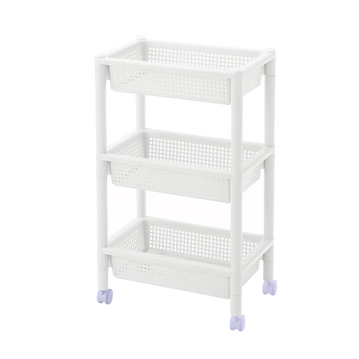 システムバスケット 3段 キッチンワゴン デスクワゴン キッチン デスク キャスター付き