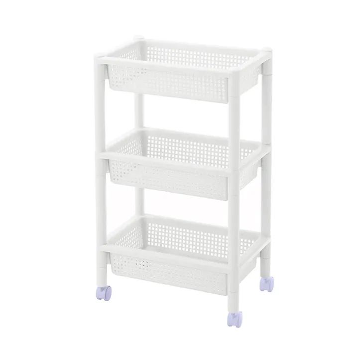 システムバスケット 3段 キッチンワゴン デスクワゴン キッチン デスク キャスター付き