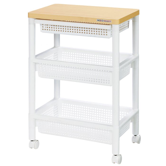 キッチンワゴン おしゃれ キャスター付き 引出付ウッド 引き出し 調味料ラック