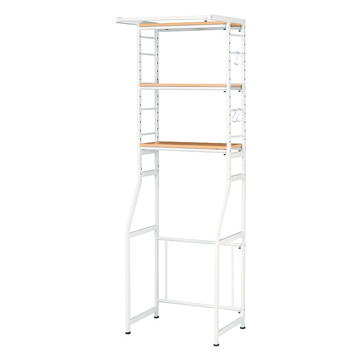 収納ラック 幅伸縮 キッチンラック レンジラック ランドリーラック 収納棚 冷蔵庫上 ゴミ箱上 レンジ台 洗濯機上