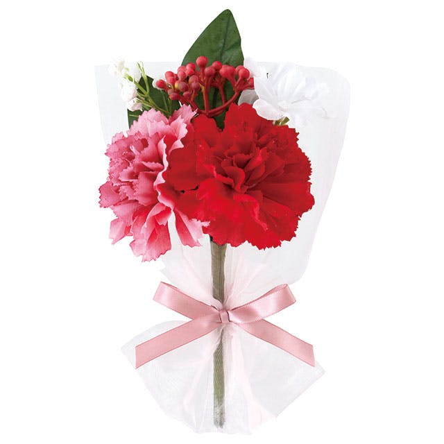 ヘッズ  造花 W150×D65×H200mm レッド 6個 母の日 フルリールミニブーケ カーネーション HEADS ZMA-BQ3