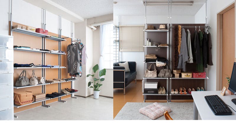 突っ張り間仕切りパーテーション幅60cm オープンラックタイプ ダーク