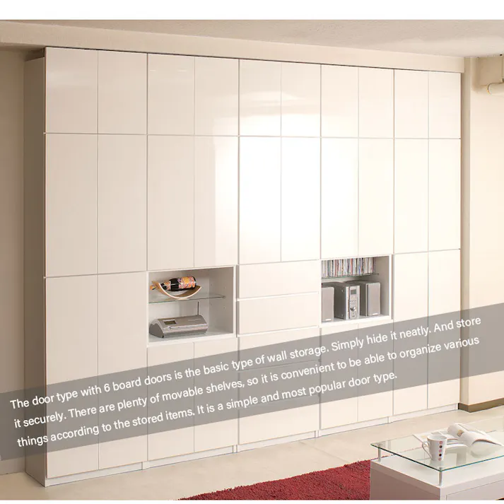 【ATRAS】 壁面収納 オープンガラス棚タイプ 幅59.5 奥行31cm ホワイト 日本製 完成品 リビングボード ハイグロス 薄型 A4 壁面ラック 機能的 つっぱり 壁面ラック 突っ張り 本棚 書棚 リビング収納 扉付き 光沢 隙間