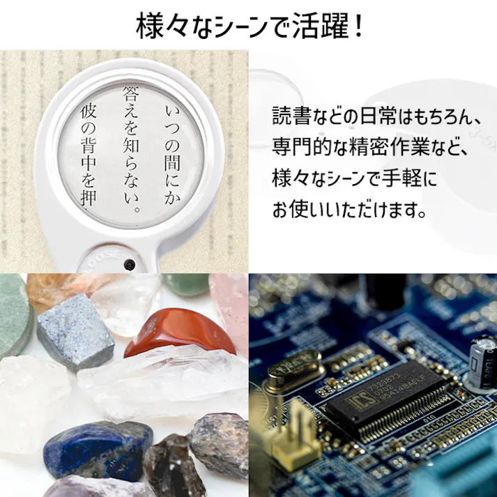 ルーペ コンパクト LEDライト付き 携帯 軽量 拡大鏡 ケース付き