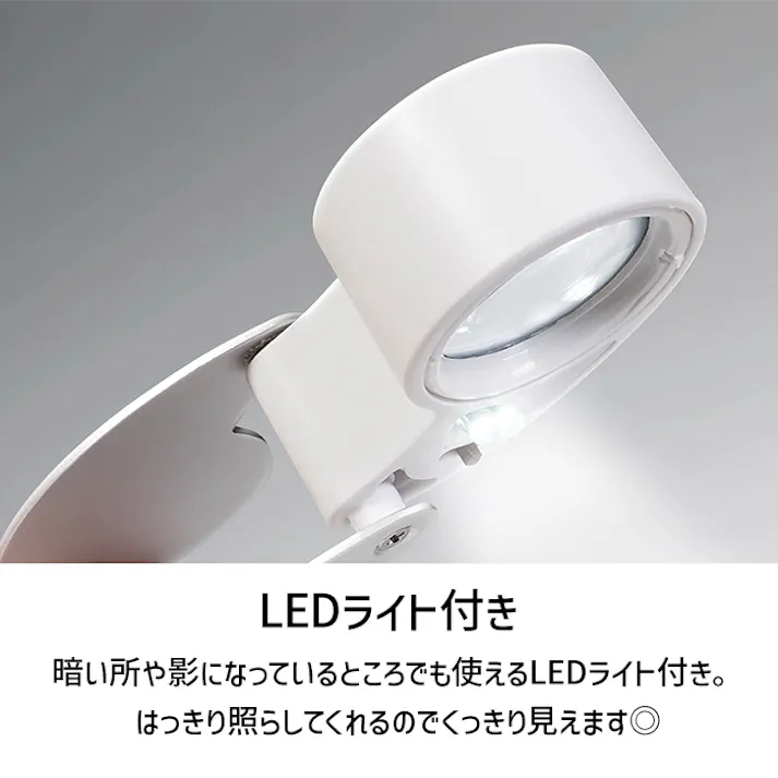 ルーペ コンパクト LEDライト付き 携帯 軽量 拡大鏡 ケース付き