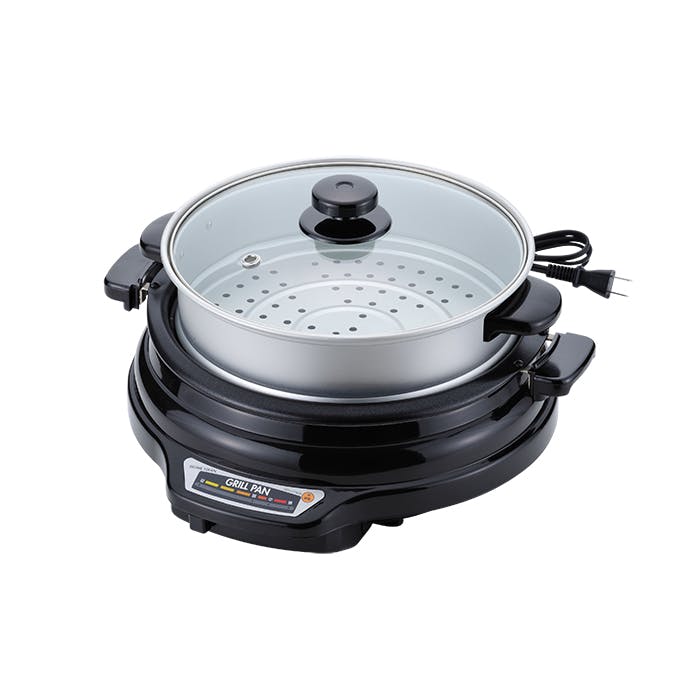電気鍋 グリル鍋 27cm着脱グリルパン 蒸し鍋付き 電気グリル鍋 電気調理鍋 ミニグリルパン 卓上調理鍋 27cm 卓上 ギフト 卓上鍋 でんき鍋 フタ付