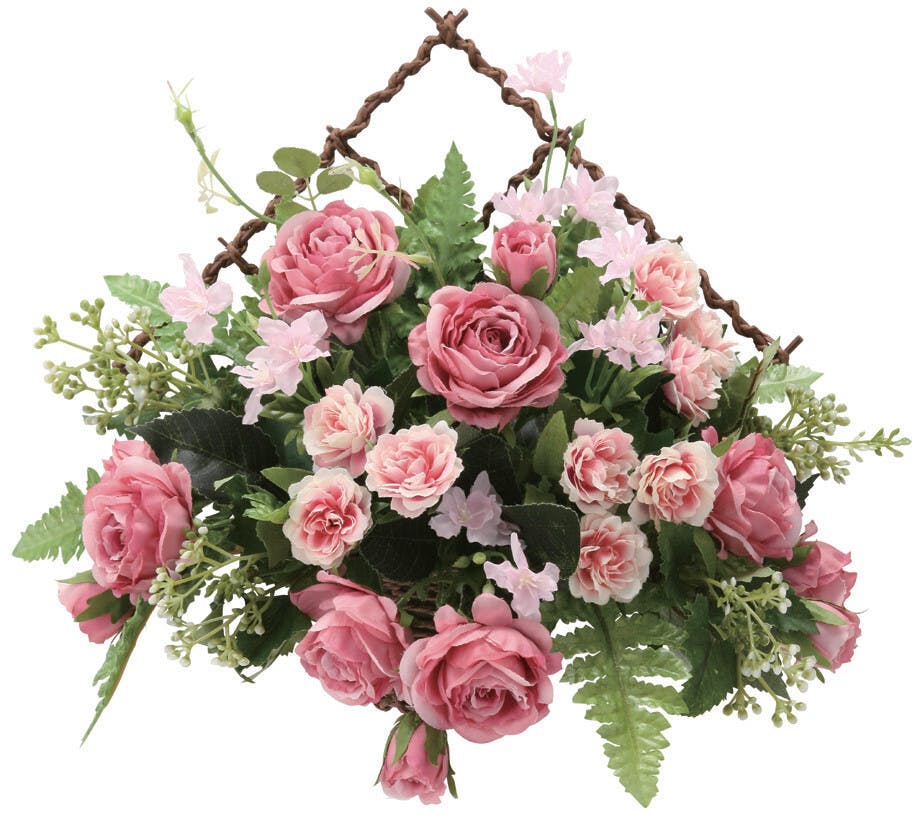 光の楽園　光触媒加工アートフラワー　壁掛けモネール　ピンクのバラ ブーケ まるで本物のバラのような美しさ 壁掛け 水替え・お手入れ不要 玄関 リビング 贈り物 4つのチカラ 抗菌 防汚 消臭 ホルムアルデヒドの分解・除去 フェイクグリーン 造花 【送料込み】 ＃4516744356335 flife