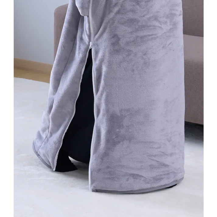 着る電気毛布 1枚3役!着たまま動ける電気毛布 ラベンダー エプロン型 肩紐で丈の調節可能 こたつみたい 2時間オフタイマー 電源自動オフ コントローラー付 ポケット ファスナー開閉 着て 広げて ごろ寝マットとしても 丸洗いOK(ネット使用) 【送料込み】 #4550533057928 flife