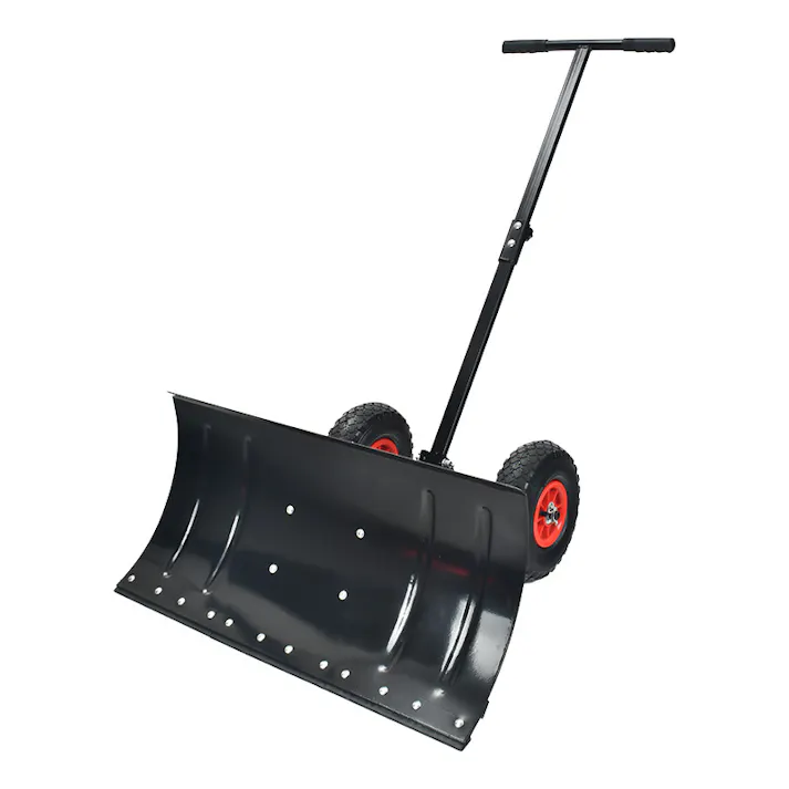 雪かき機 タイヤつき 押すだけでらくらく除雪 ゴム製なので静か 上下5段階の高さ調整可能 左右5段階の角度調整可能 お客様組立式 【送料込み】 #4570069733257 flife
