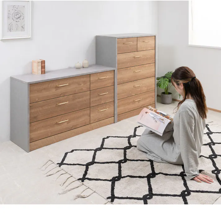 高級感のある真鍮仕上げ取っ手チェスト 【BLAN】幅120 奥行 40.5 高さ69.5 完成品 日本製 チェスト グレー ナチュラル 木製 真鍮 真鍮取っ手 真鍮仕上げ ウォークインクローゼット DVD CD