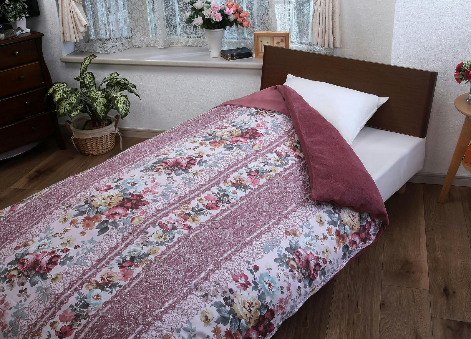 あったか毛布地掛布団カバー【1枚 】／カラー：ピンク　掛布団と毛布が一体化 全開ファスナー裏側暖かマイクロファイバー素材 【送料込み】 ＃4534388396265 flife