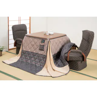 ハイタイプこたつ4点セット(こたつ本体・こたつ用掛布団・こたつ用高座椅子(2脚) 和室 洋室 ダイニングこたつ ダイニングテーブル 省スペース 高さ6段階調整 一部組立式 【送料込み】 #4589978836447 flife