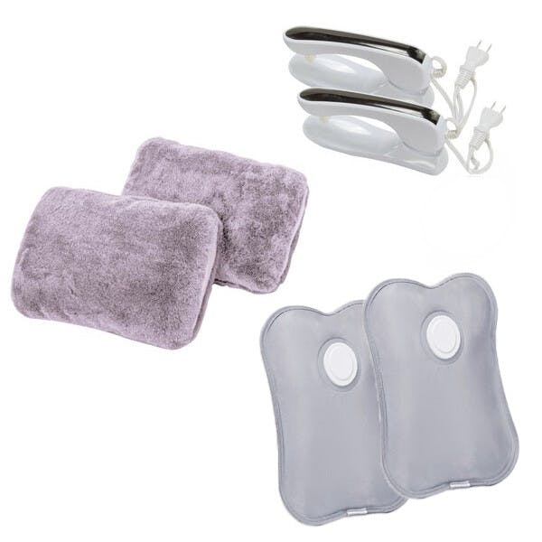 手まであったか蓄熱式湯たんぽ【2個組】 コードレス 充電式湯たんぽ ／グレー　約15分充電で最大約6時間 お湯や火を使わない 手軽 安心  お湯の入替が不要 【送料込み】 ＃4589978836485 flife