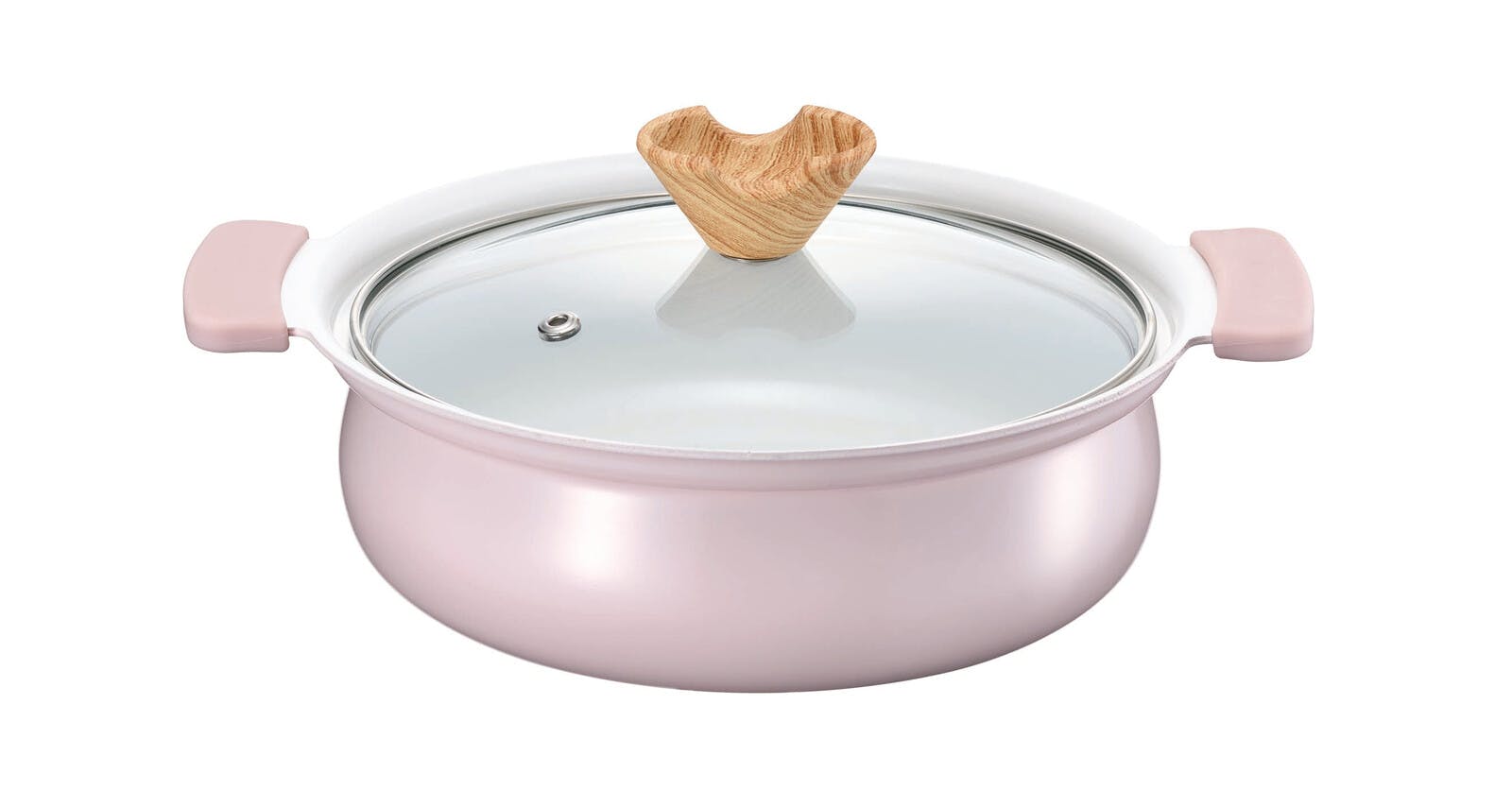 IH対応セラミックコーティング卓上鍋【18cm 1-2人用】土鍋風卓上鍋　色／ピンク セラミックコーティング お手入れ簡単 軽くて割れにくい ●ガス・IH　●持ち手シリコンカバー付き ガラス蓋 【送料込み】 ＃4972940160648 flife