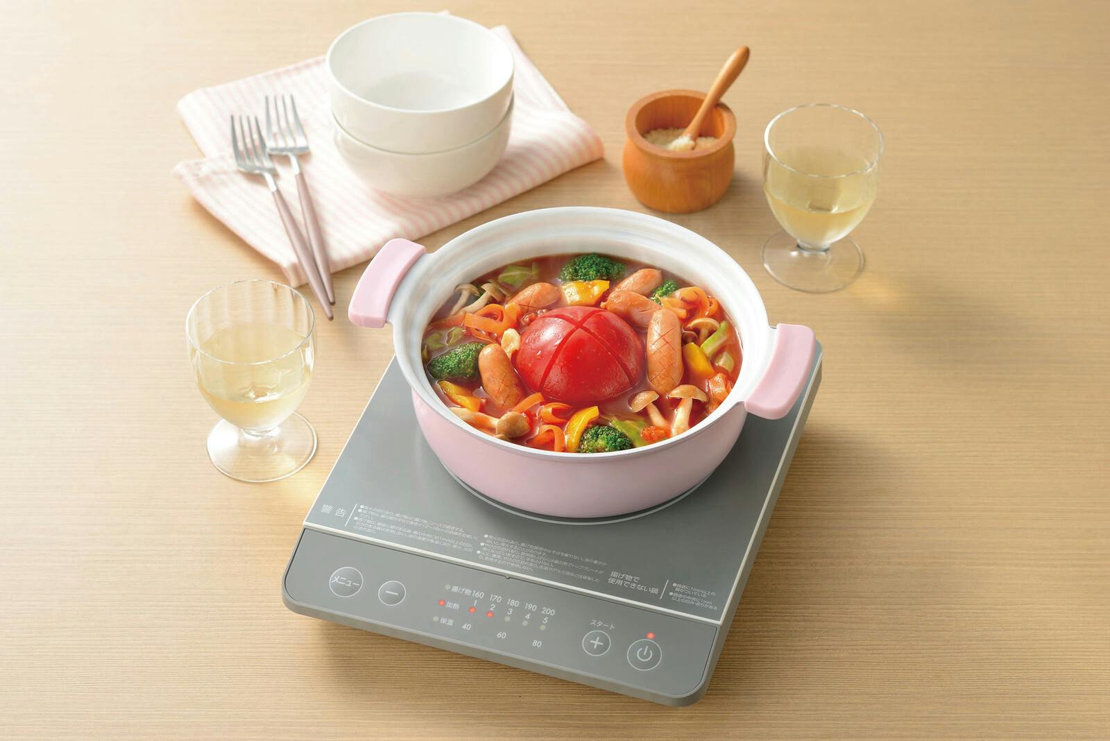 IH対応セラミックコーティング卓上鍋【18cm 1-2人用】土鍋風卓上鍋 色