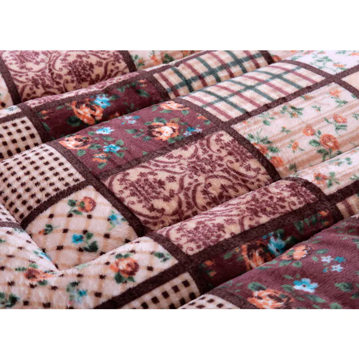 パッチワーク調あったか ごろ寝長座布団 1枚 /カラー:ブラウン お昼寝 ソファ クッション ワイド&ロング 男性にもおすすめ ループ&ひも付き 【送料込み】 #4534388423145 flife