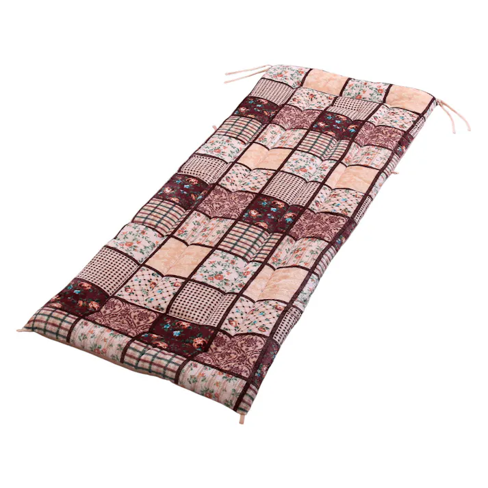 パッチワーク調あったか ごろ寝長座布団 1枚 /カラー:ブラウン お昼寝 ソファ クッション ワイド&ロング 男性にもおすすめ ループ&ひも付き 【送料込み】 #4534388423145 flife