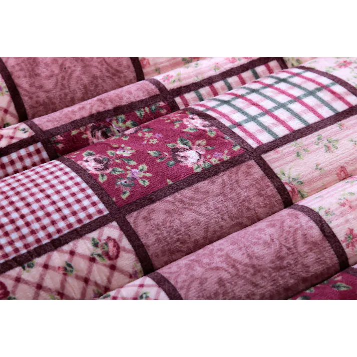 パッチワーク調あったかごろ寝長座布団 1枚 /カラー:ワイン お昼寝 ソファ クッション ワイド&ロング 男性にもおすすめ ループ&ひも付き 【送料込み】 #4534388423152 flife